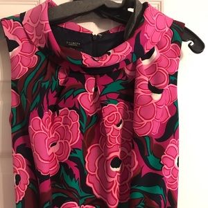 Talbots floral cowl neck shift dress with sash